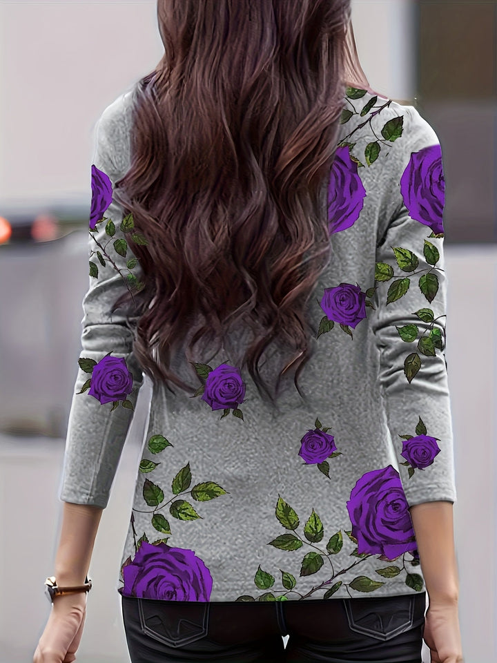 Fayeandra - Printed Mock Neck Top With Pleated Detail