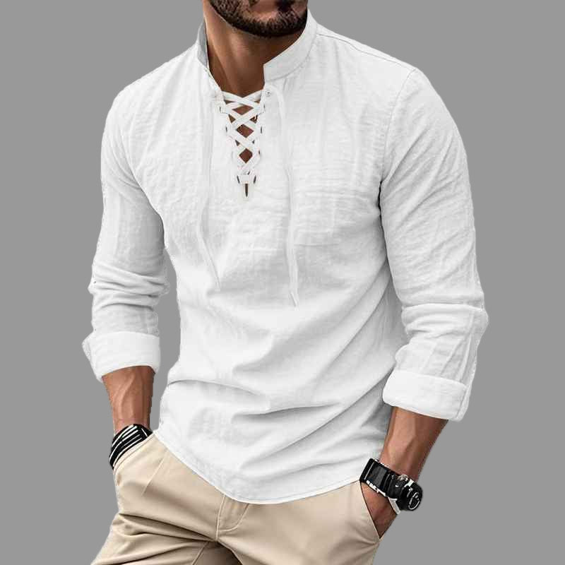 Darshana - Linen Mandarin Polo Shirt