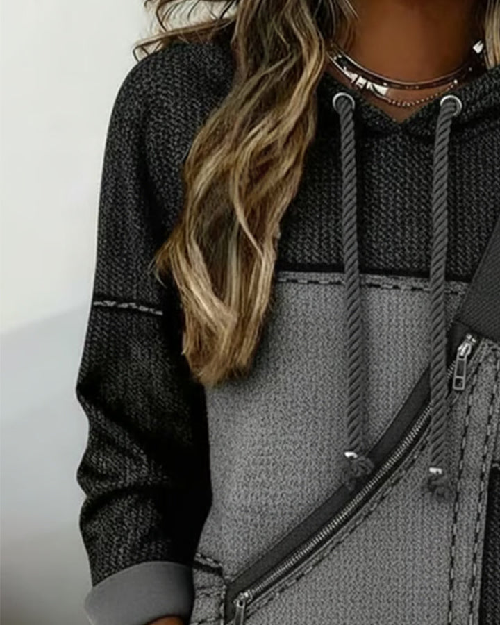 Soniya - Color Block Hoodie With Diagonal