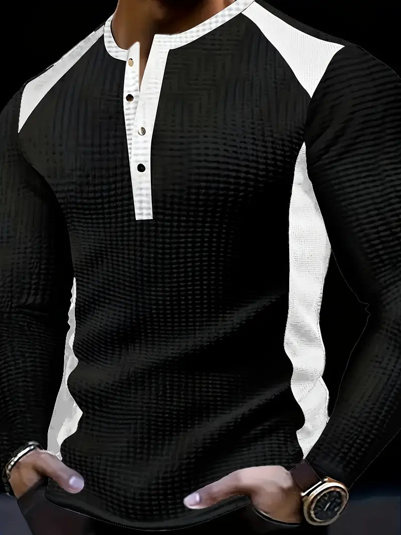 Kyran - Waffle Long Sleeve Henley Shirt