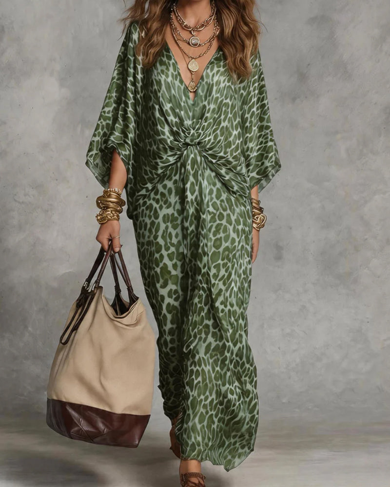 Ayrana - Leopard Print Twist Front Maxi Dress