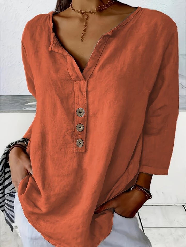 Mykaela - Casual Cotton And Linen Blouse