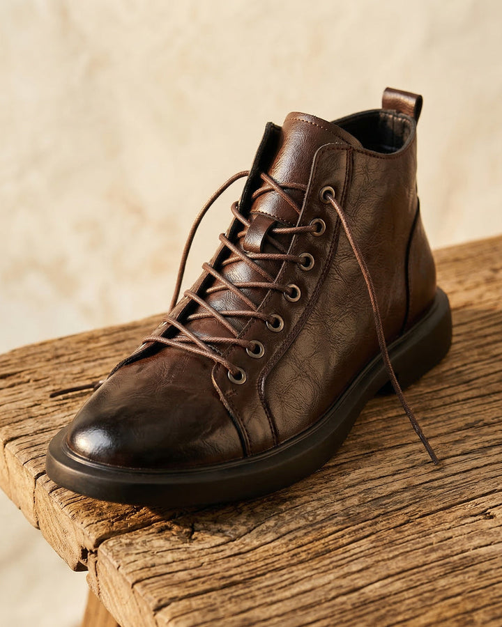 Kervens - Leather Lace-Up Boots