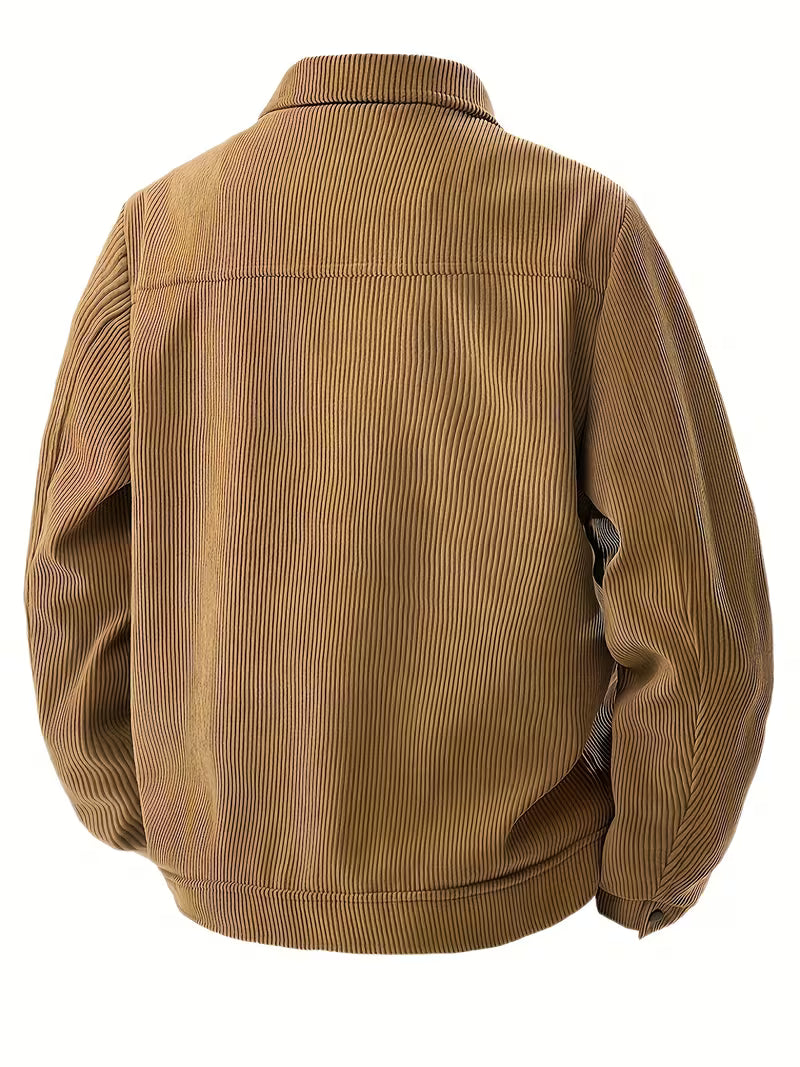 Quantpeak - Corduroy Jacket With Collar and Flap Pockets