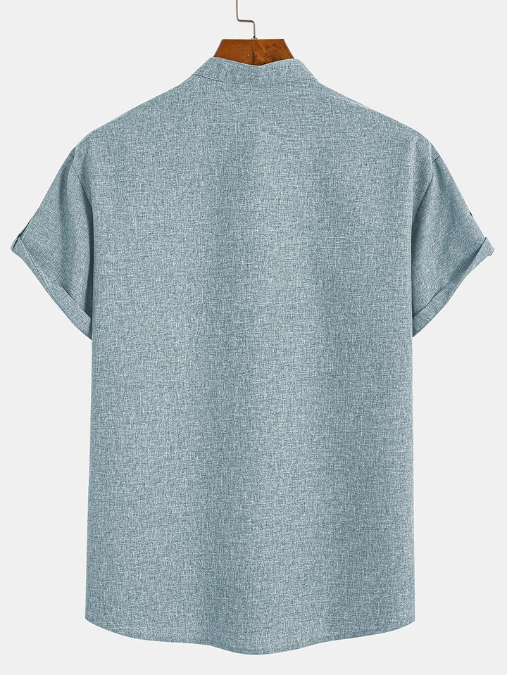 Elliott - Elegant Short Sleeve Shirt With Stand Collar