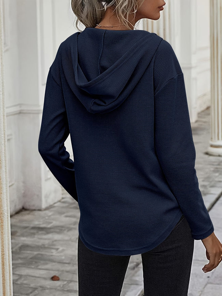 Laurette - Long Sleeve V Neck Hoodie