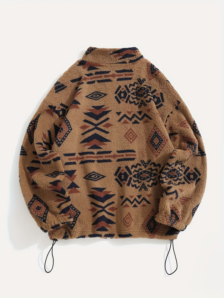 Anelalina - Long Sleeve Geometric Print Jacket
