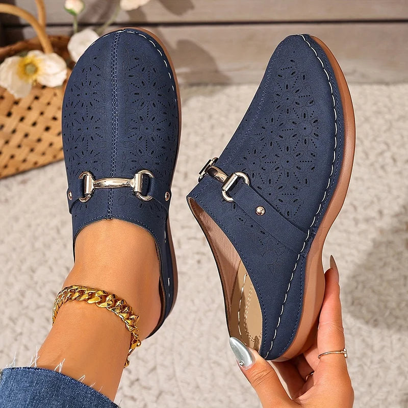 Hailen - Casual Floral Slip-On Loafer Mules
