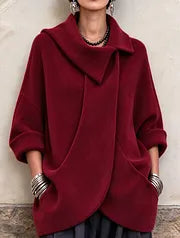Clarena - Oversized Jacket With Asymmetric Collar and Pockets