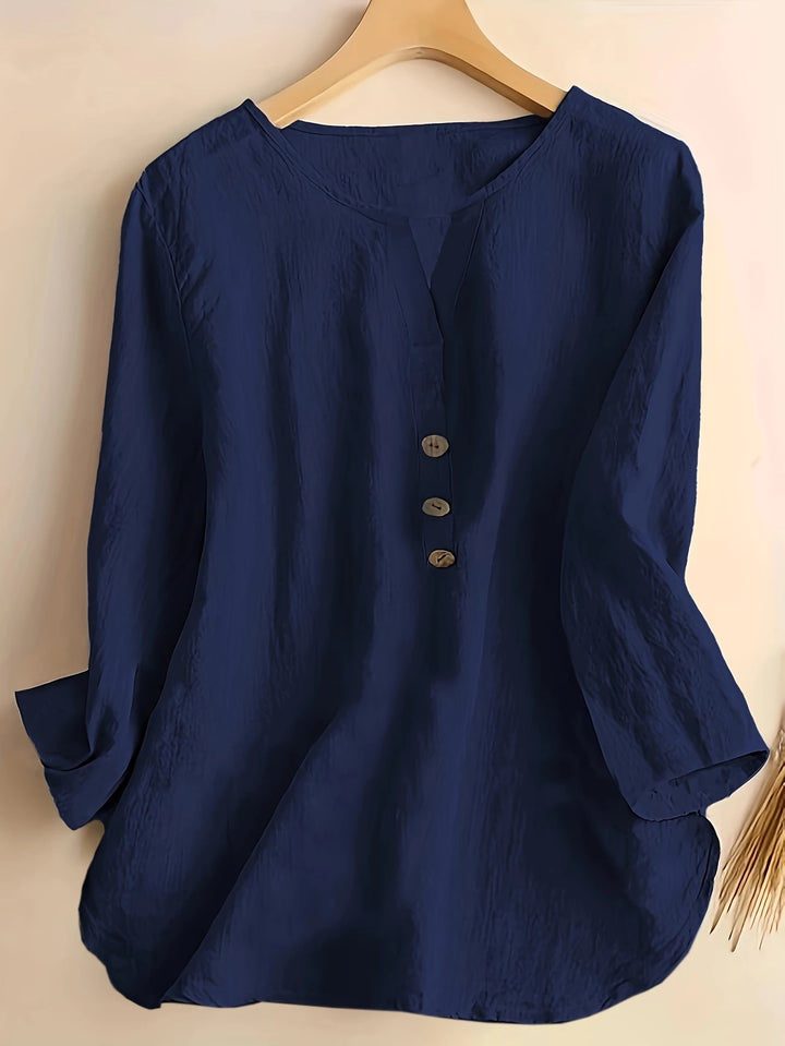 Mykaela - Casual Cotton And Linen Blouse