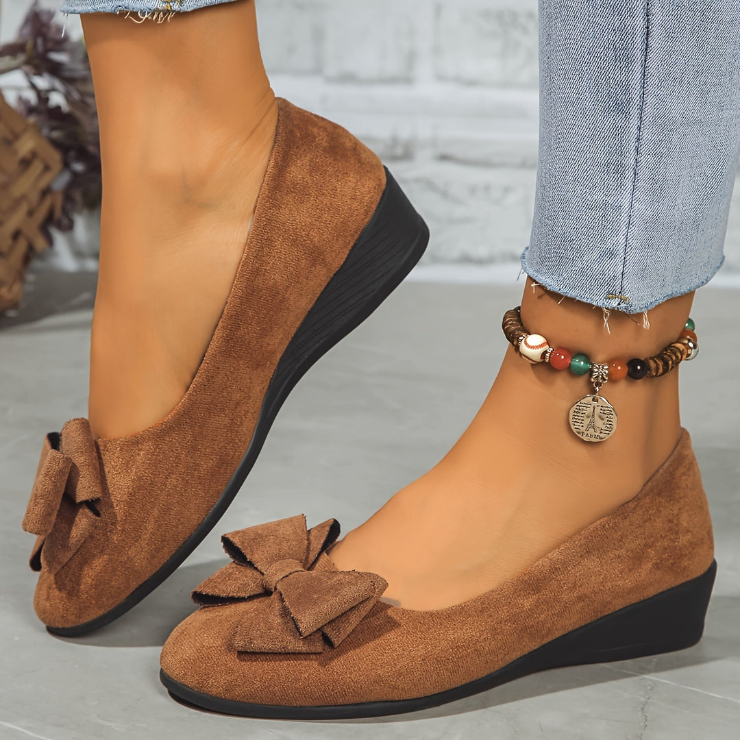 Camiiana - Breathable Non-slip Loafers With Bowtie