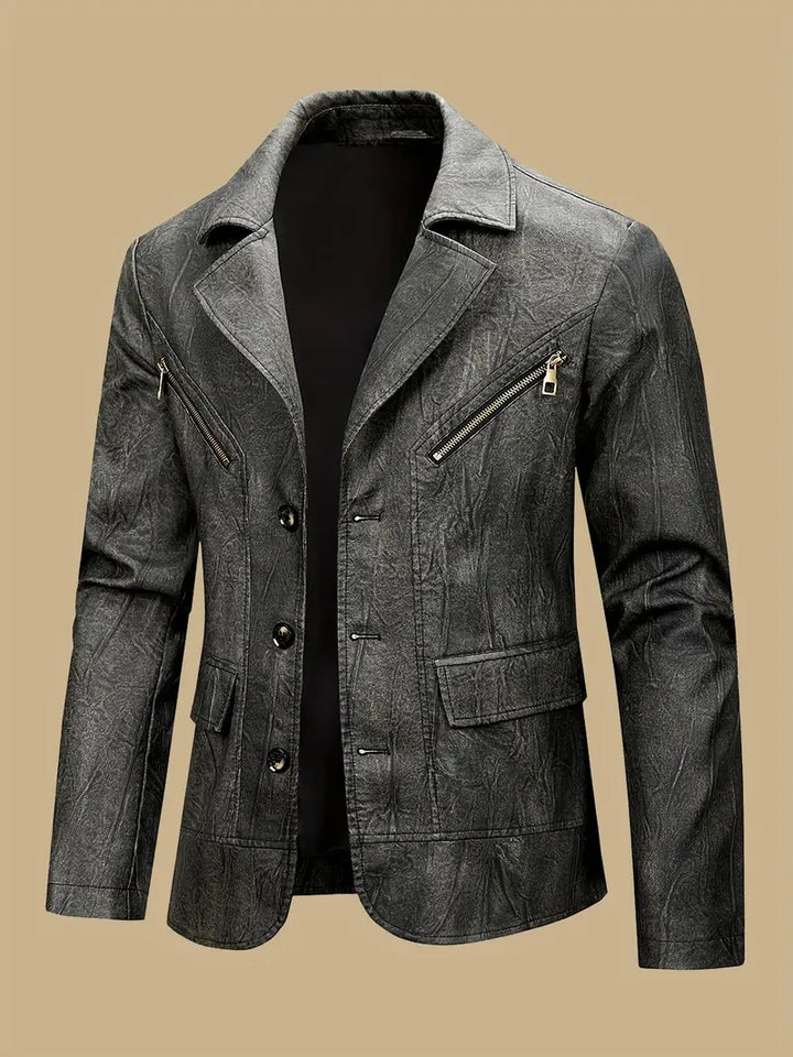 Julien - Leather Jacket With Locomotive Collar