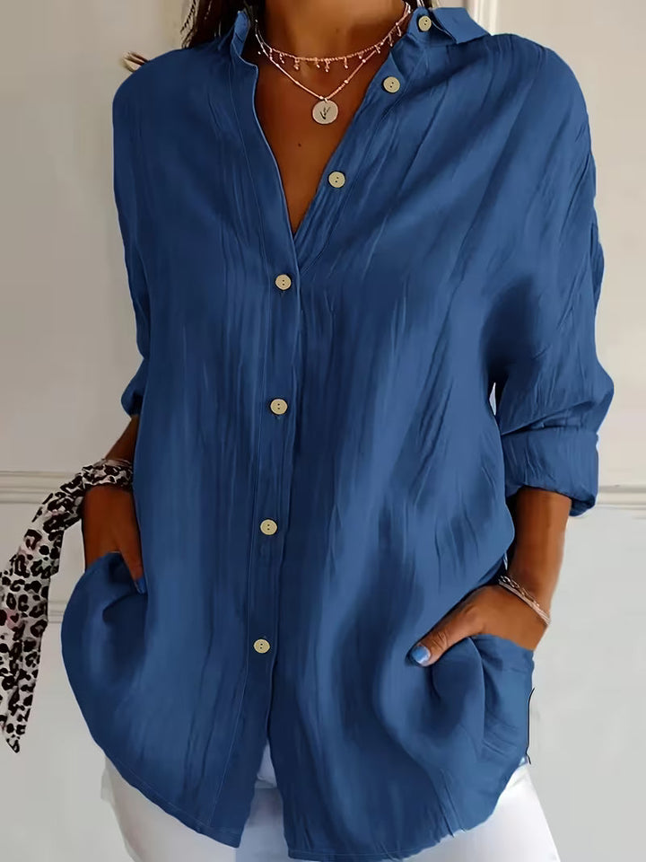 Seria - Long Sleeve Button-Up Collared Shirt