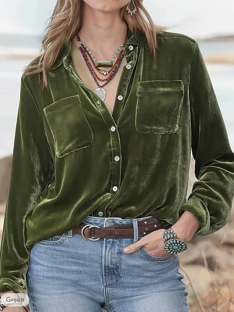 Geanie - Long Sleeve Shirt With Front Pockets