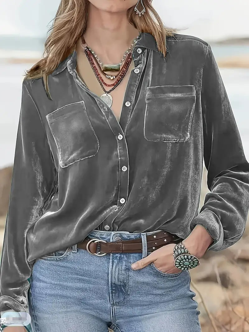 Geanie - Long Sleeve Shirt With Front Pockets