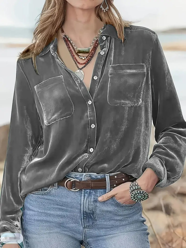 Geanie - Long Sleeve Shirt With Front Pockets