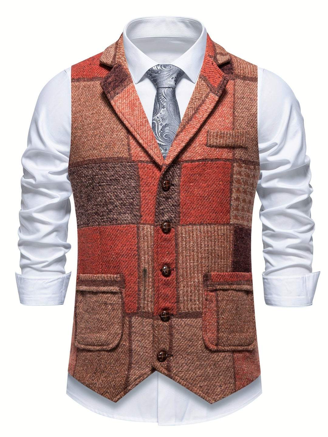 Hartin - Vintage Lapel Suit Vest With Pocket