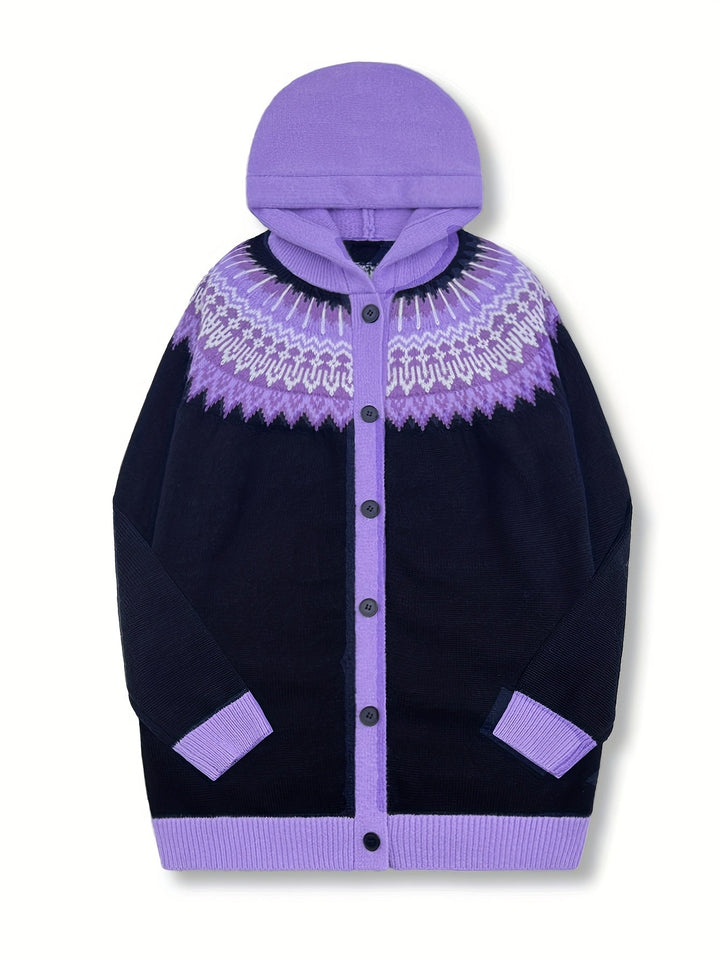 Peneeuva - Elegant Long Sleeve Winter Hooded Sweater