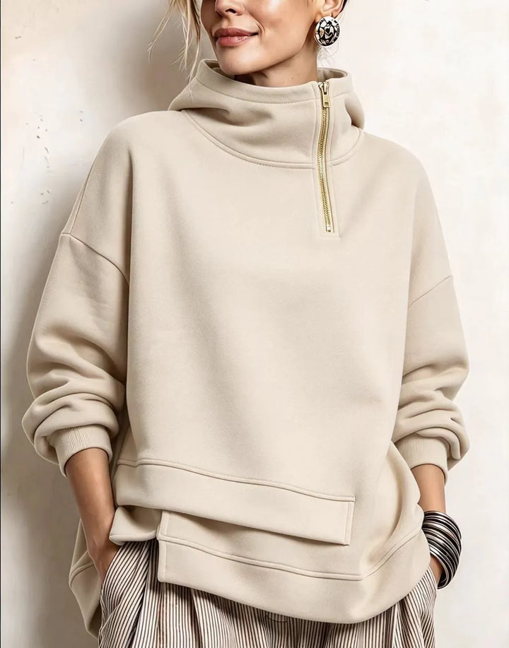 Margherita - Modern Asymmetric High-Neck Sweatshirt