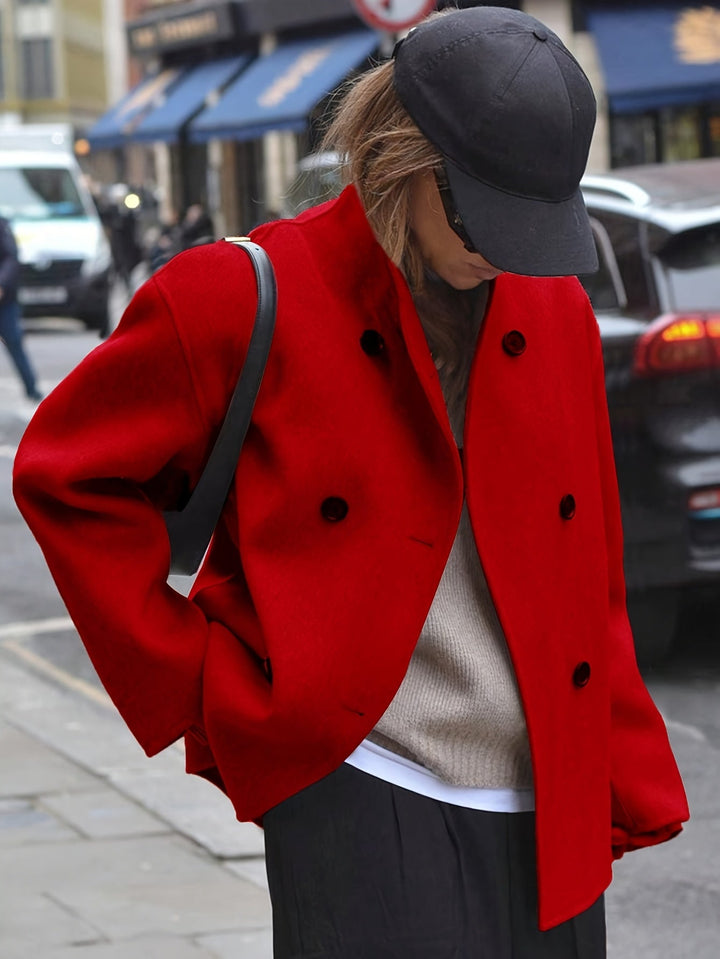 Deanne - Elegant Double Breasted Beige Coat