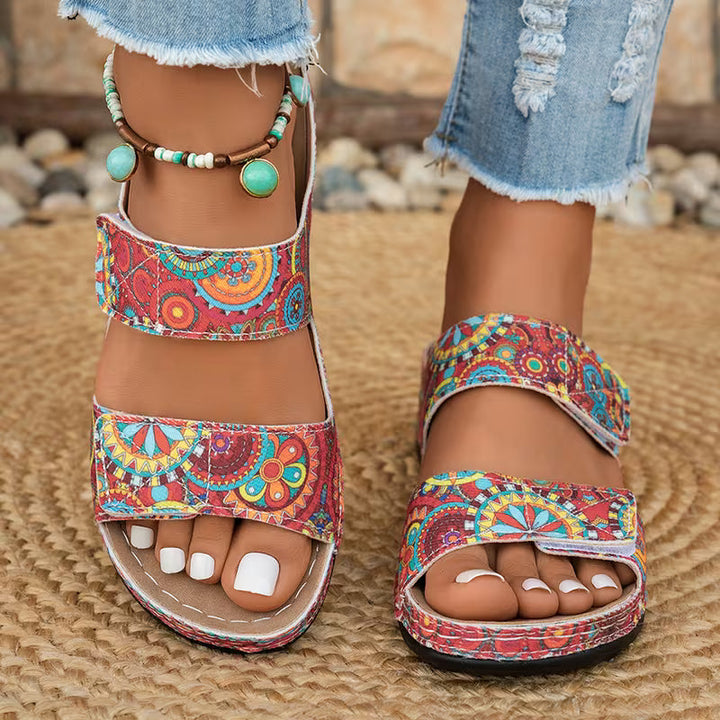 Dhifef - Summer Thick Heeled Printed Sandal