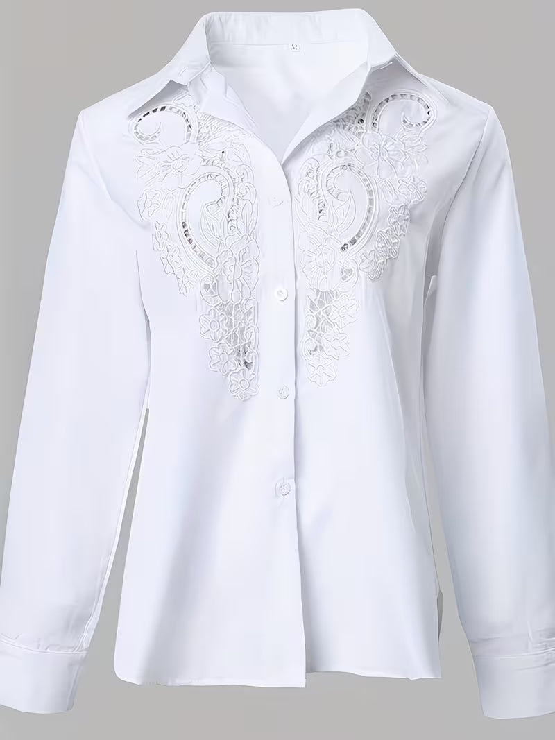 Jorunn - Embroidered Cut-Out Long Sleeve Blouse