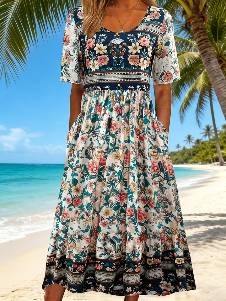 Jeeni - Short Sleeve Floral Printted Dress