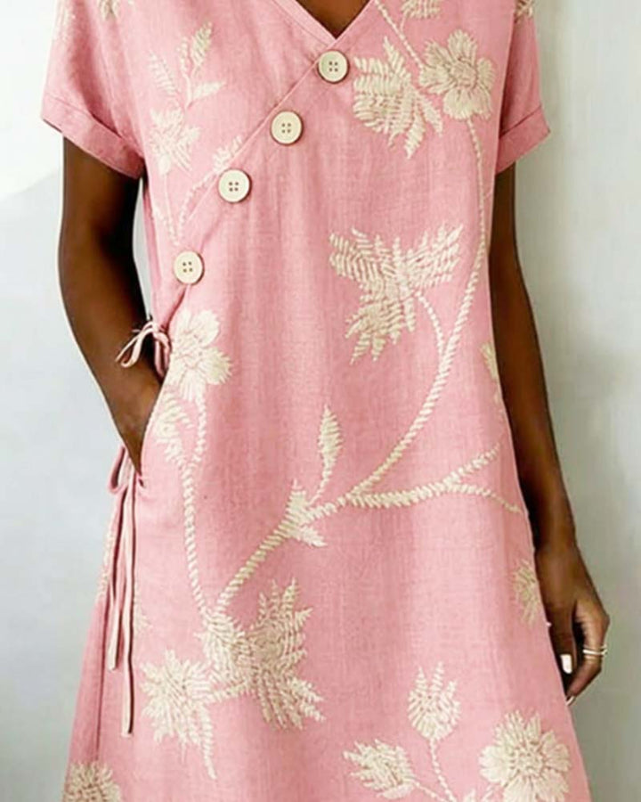 Celmira - Mini Dress With Diagonal Button Print