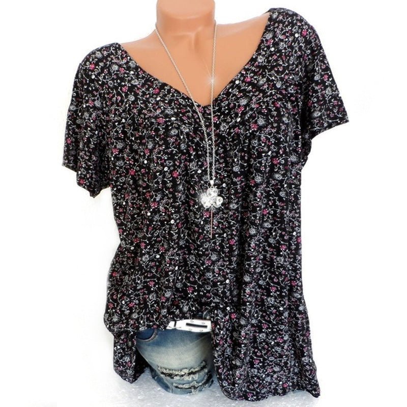 Sarita - Floral Print Short Sleeve Blouse