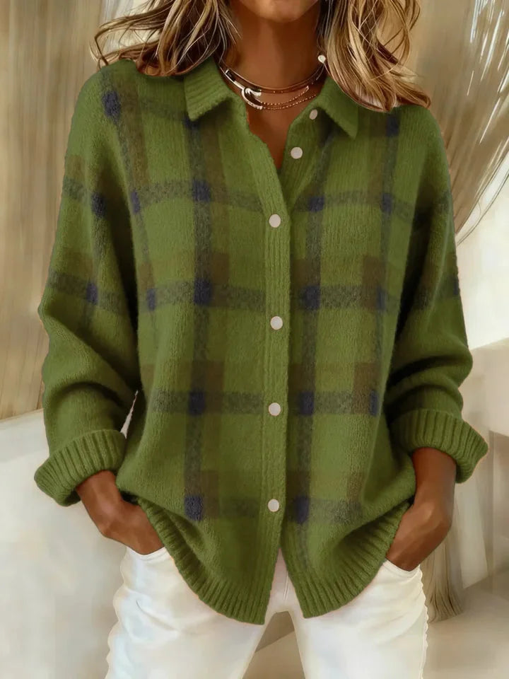Anny - Casual Plaid Knitted Button-Up Sweater