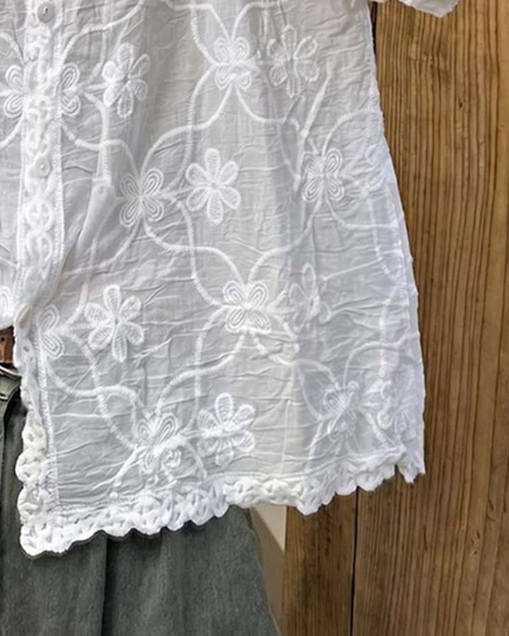 Florenira - Lace Blouse With Three-Quarter Sleeves