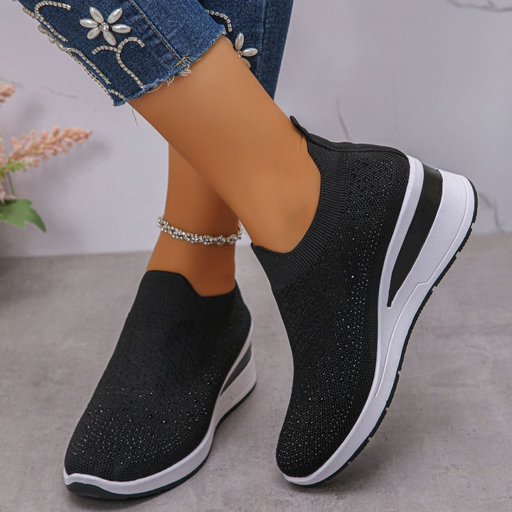 Loretha - Orthopedic Wedge Sneakers With Mesh Crystal