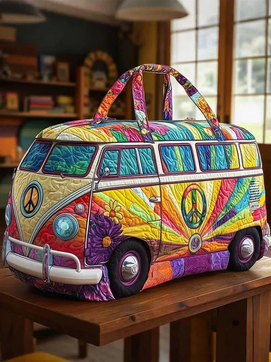 Zefea - Quilted Vintage Camper Print Travel Bag