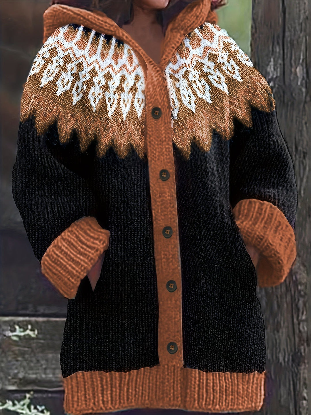 Peneeuva - Elegant Long Sleeve Winter Hooded Sweater