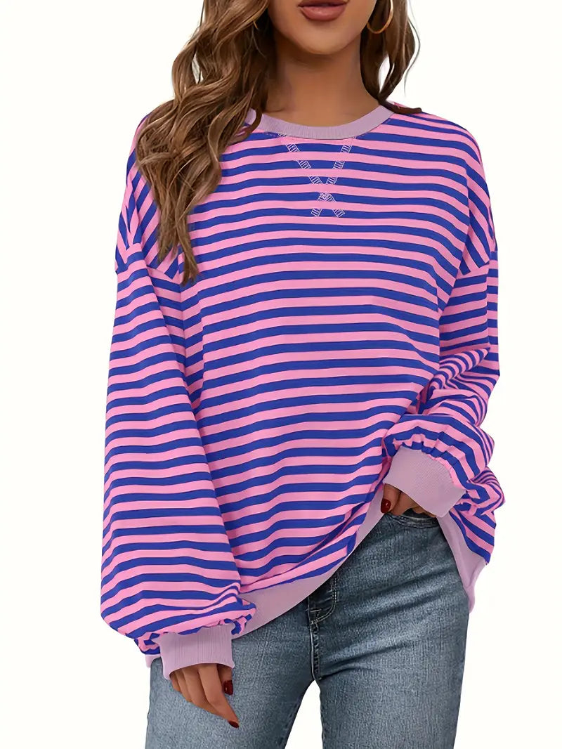Nirina - Long Sleeve Striped Print Shirt
