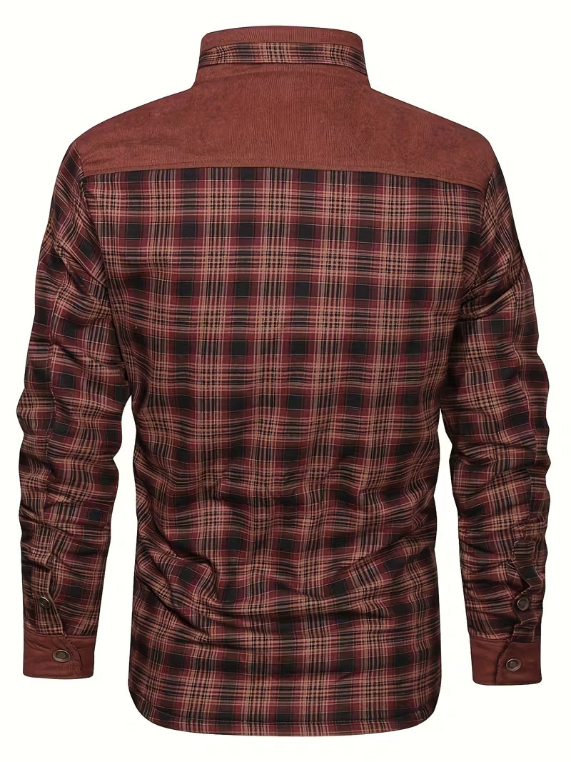 Fayeetta - Plush Lined Lapel Plaid Jacket