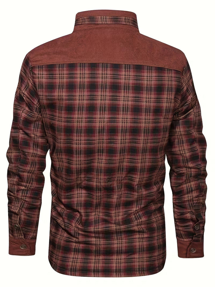 Fayeetta - Plush Lined Lapel Plaid Jacket