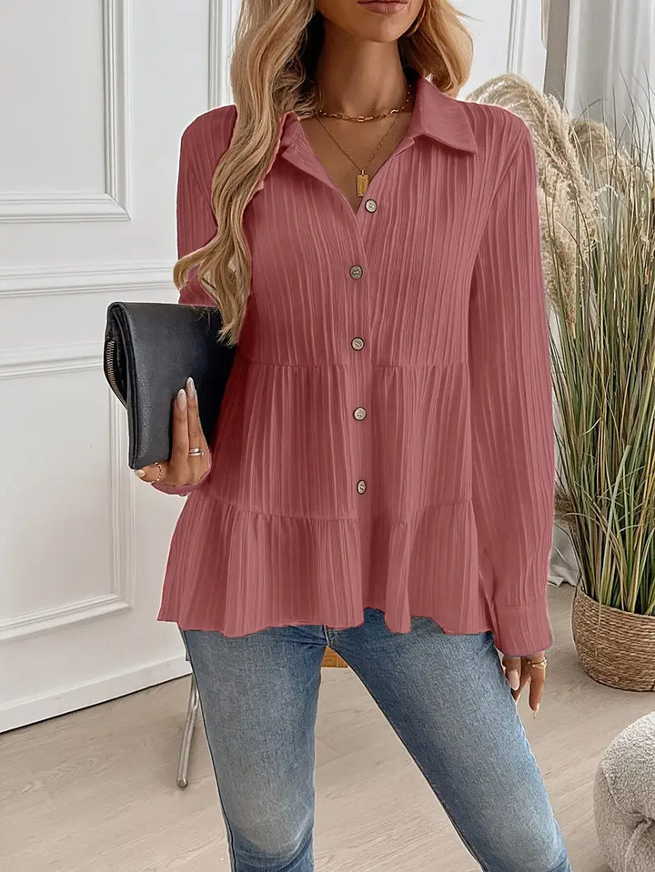 Majlinda - Stylish Long Sleeve Shirt With Button