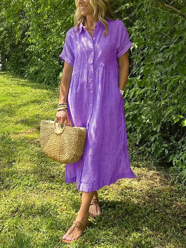 Samara - Stylish Striped Shirt Dress