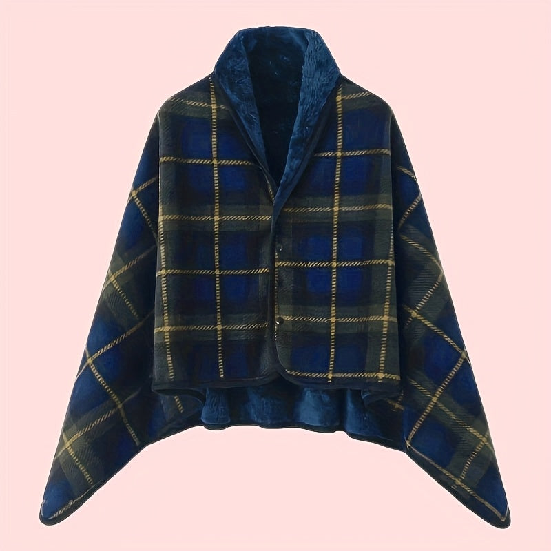 Emilette - Winter Plaid Wearable Blanket Shawl