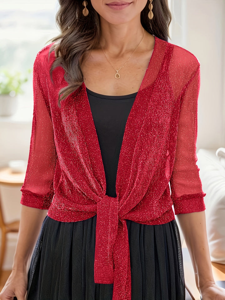 Zinna - Elegant V-Neck Tie Front Shawl