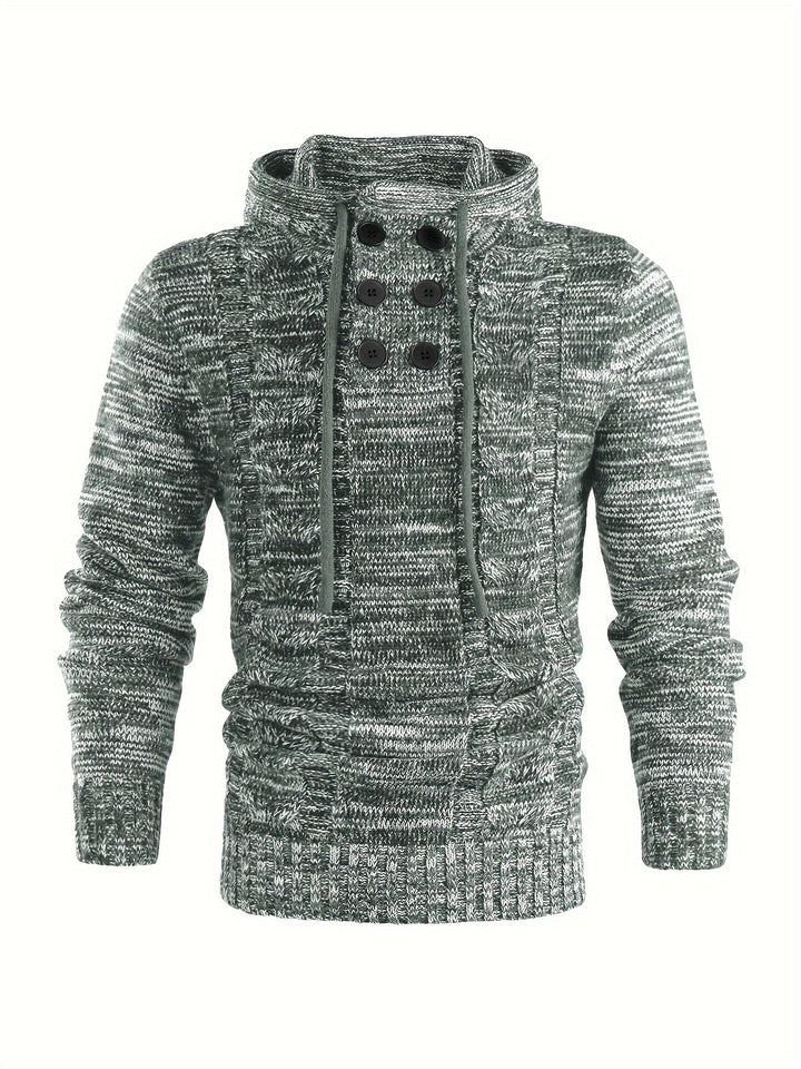 Damiaan - Casual Long Sleeve Knitted Hoodie