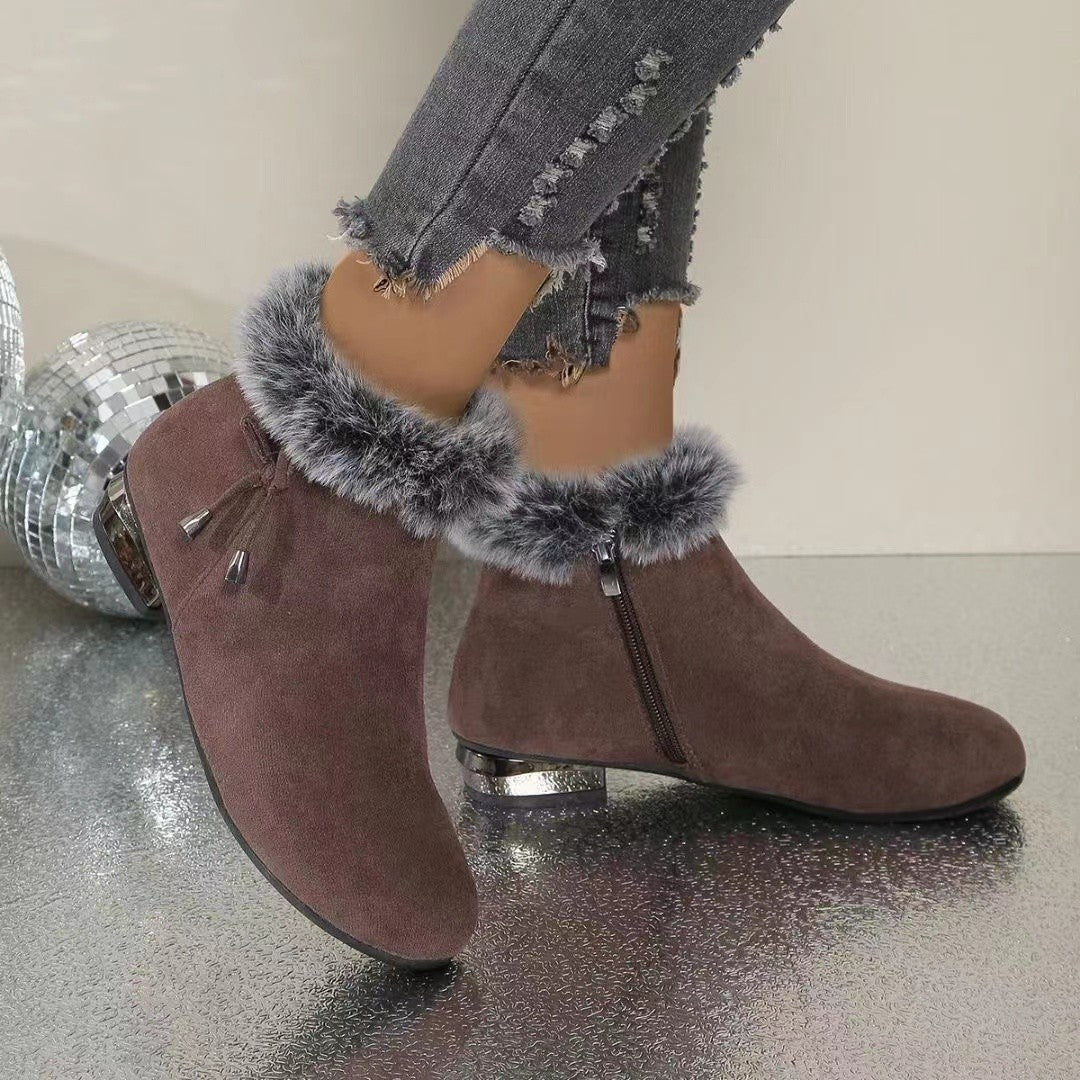 Cassily - Fur Trim Ankle Boots