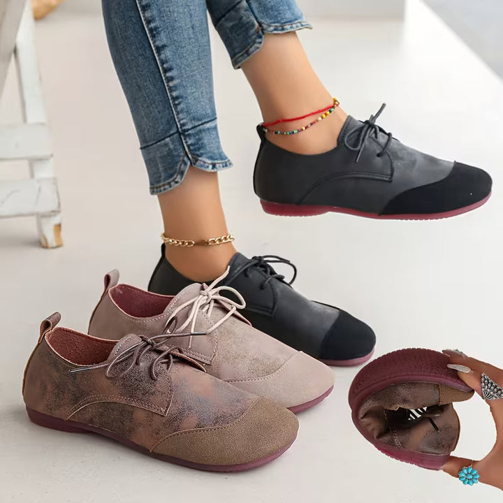 Brigiluxa - Lace-Up Low Wedge Comfort Shoes