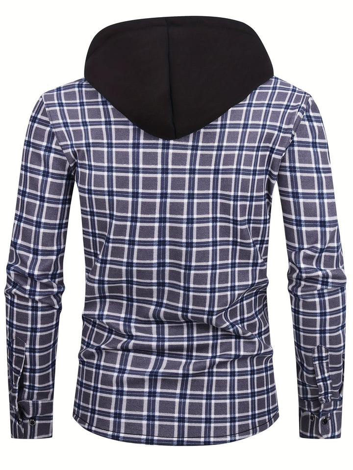 Petrena - Plaid Hooded Jacket With Chest Pockets