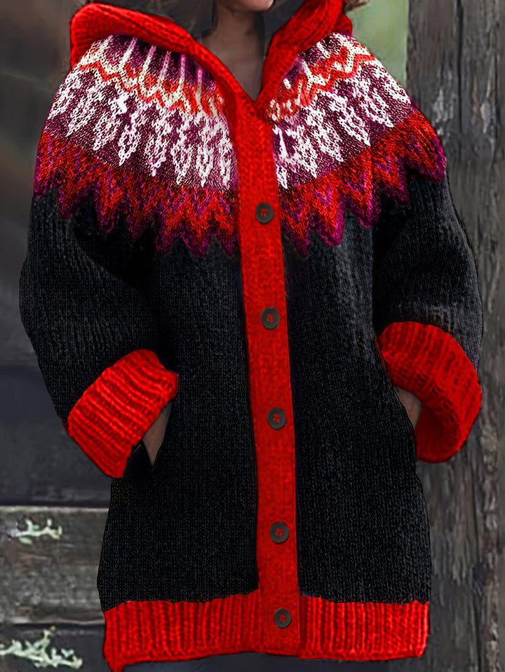 Peneeuva - Elegant Long Sleeve Winter Hooded Sweater