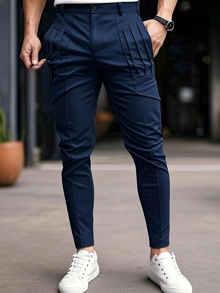 Lucier - Casual Slim Fit Pleated Pant Slant Pocket