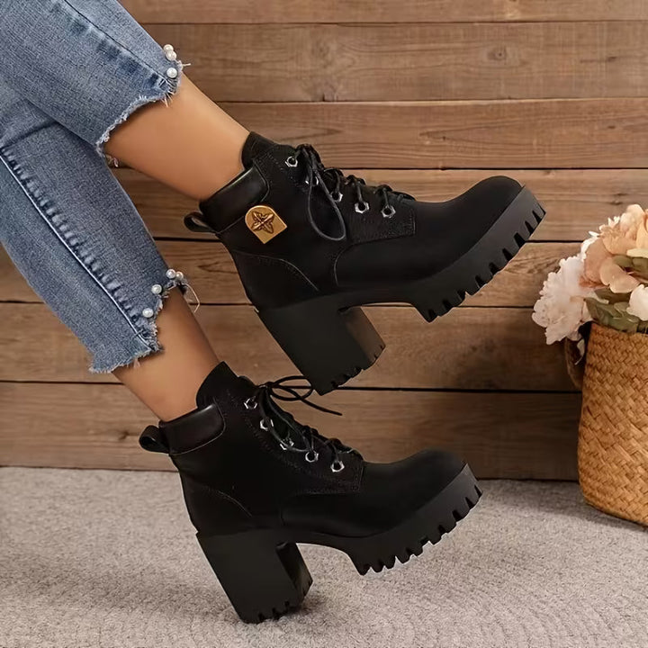 Paletta - Lace-Up Chunky Heel Ankle Boots