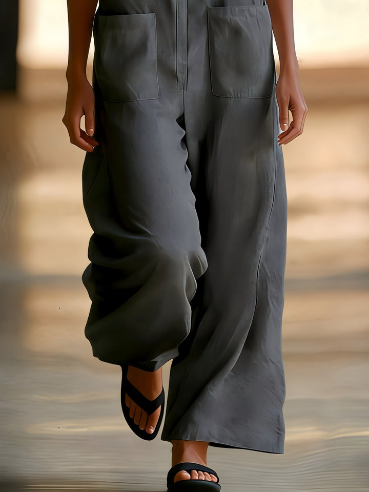 Kristiana - Casual Wide Leg Jumpsuit With Pocket