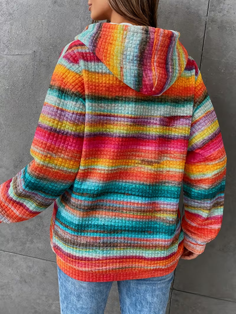 Isolis - Rainbow Print Hooded Sweatshirt